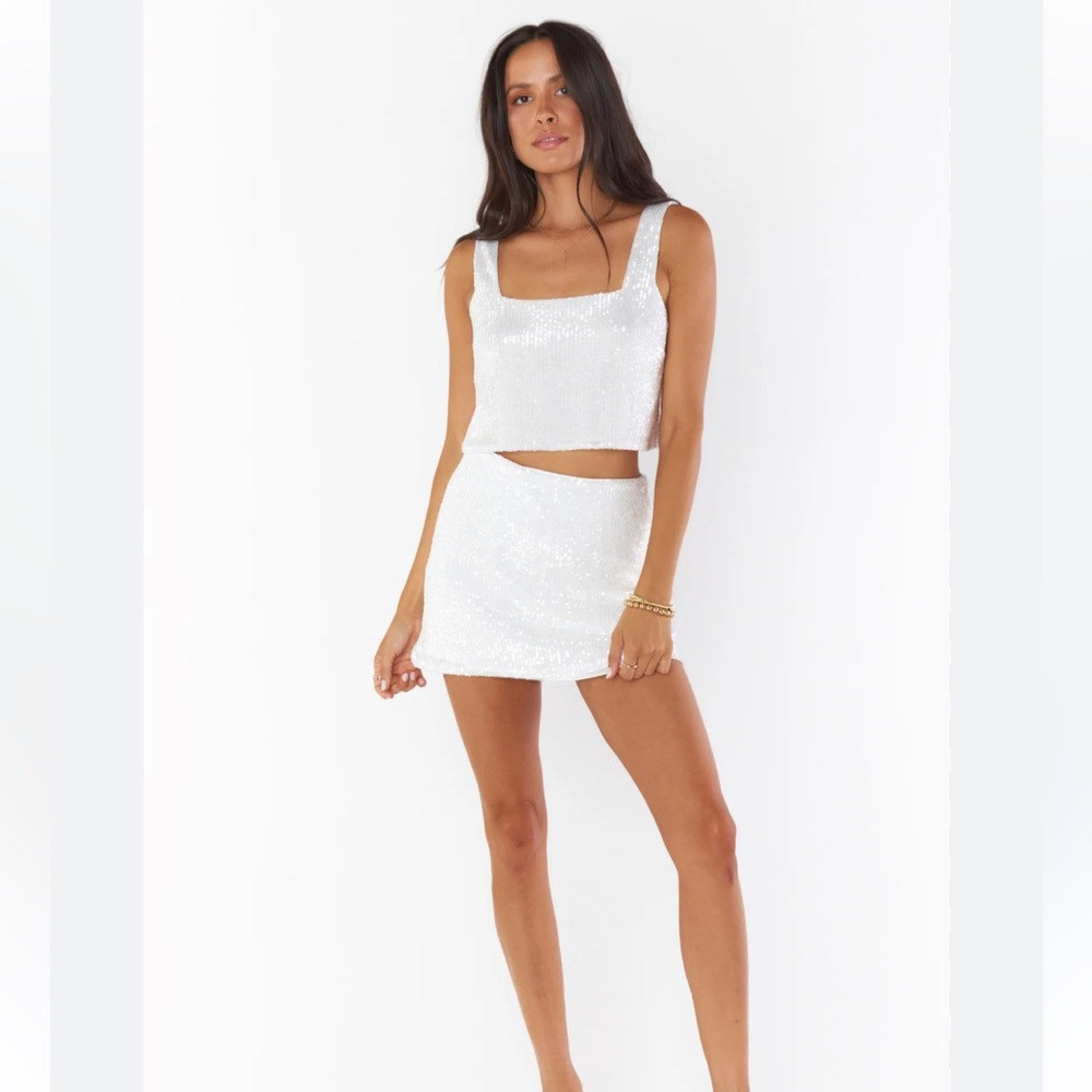 Show Me Your MuMu White Sequin Mini Skirt